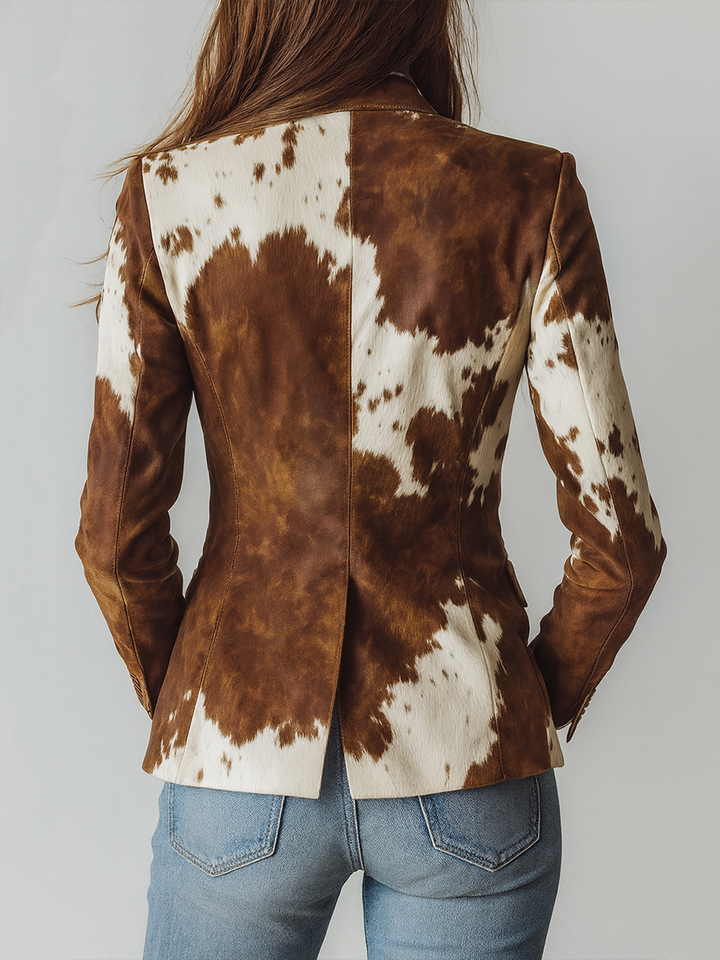 Women’s Vintage Cow Print Eco Friendly Blazer