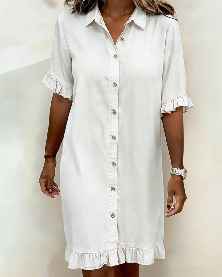 Belinda| Comfortable denim dress with flattering ruching