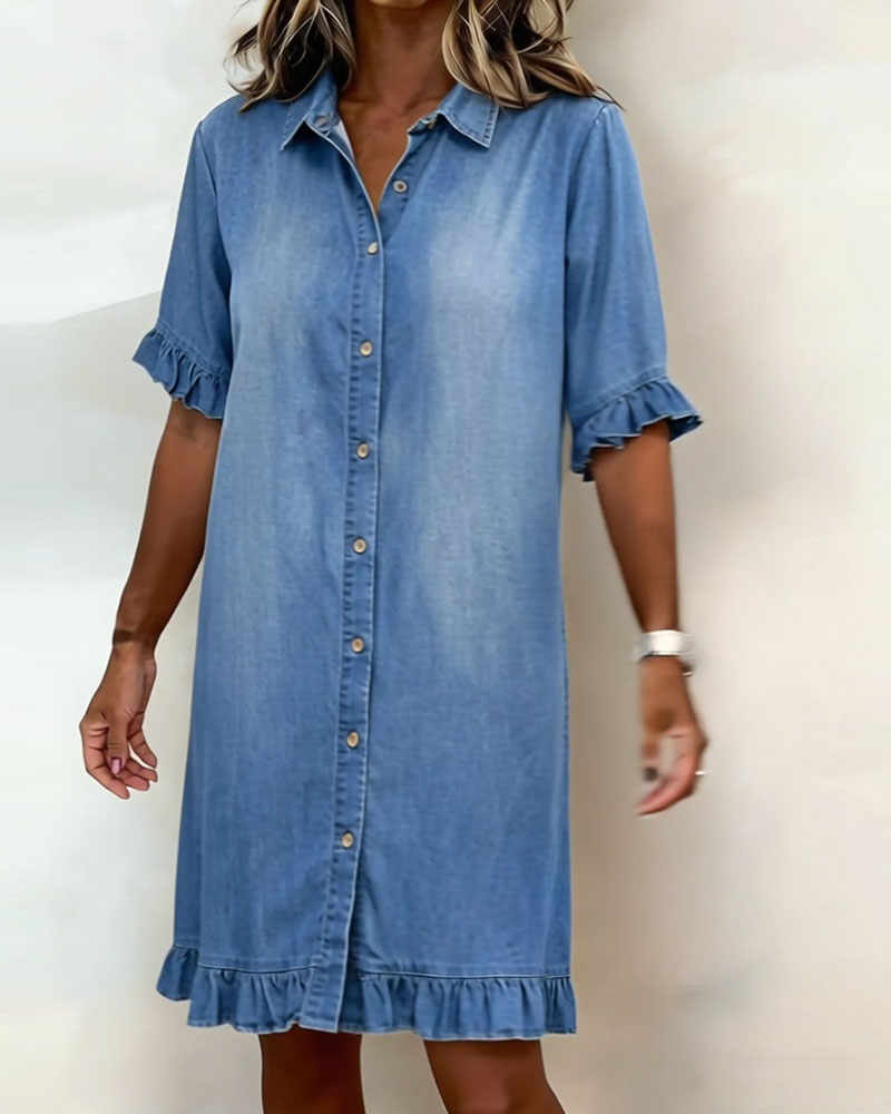 Belinda| Comfortable denim dress with flattering ruching