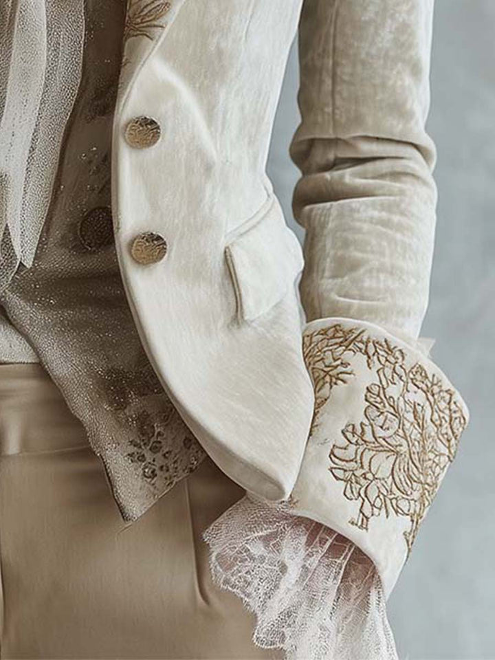 Women’s Ivory Embroidered Tailored Blazer