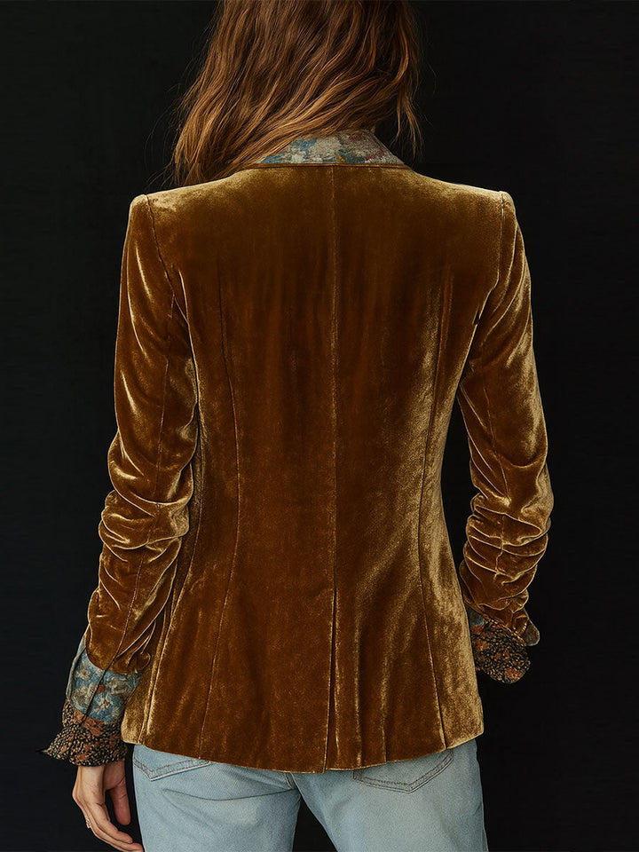 Women’s Vintage Floral Print Patchwork Blazer