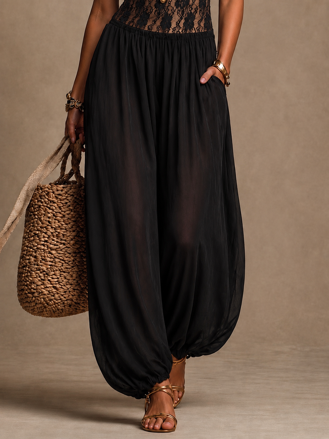 Laia | Flowing Lace Halter Jumpsuit