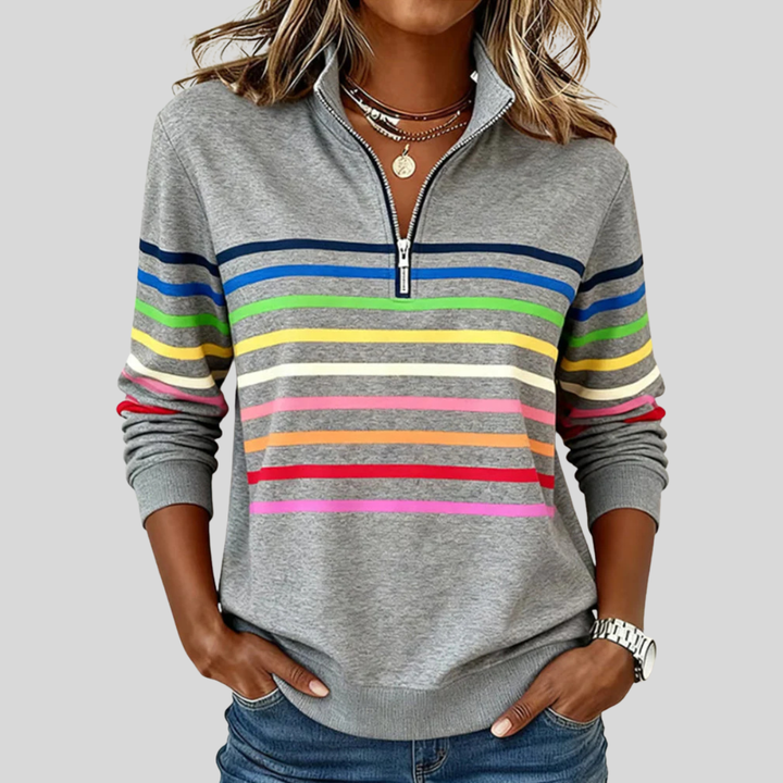 Corabelle | Striped Quarter-Zip Sweatshirt