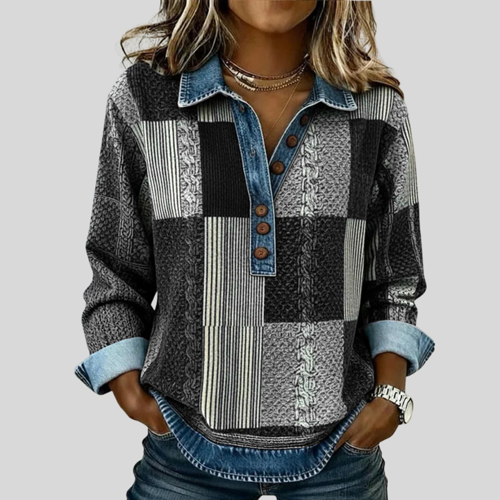 Hattie | Patchwork Collared Pullover