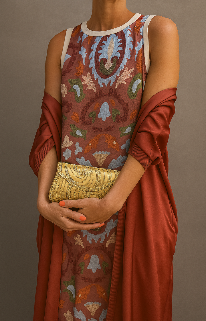 Elina | Long Dress Set with Matching Gilet