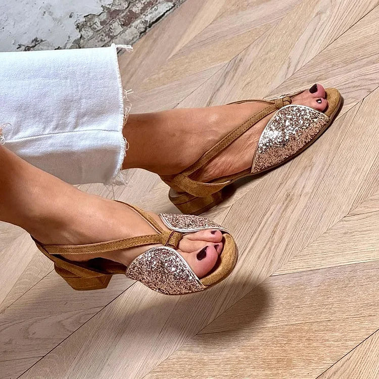 Valeria | Glitter Flat Sandals
