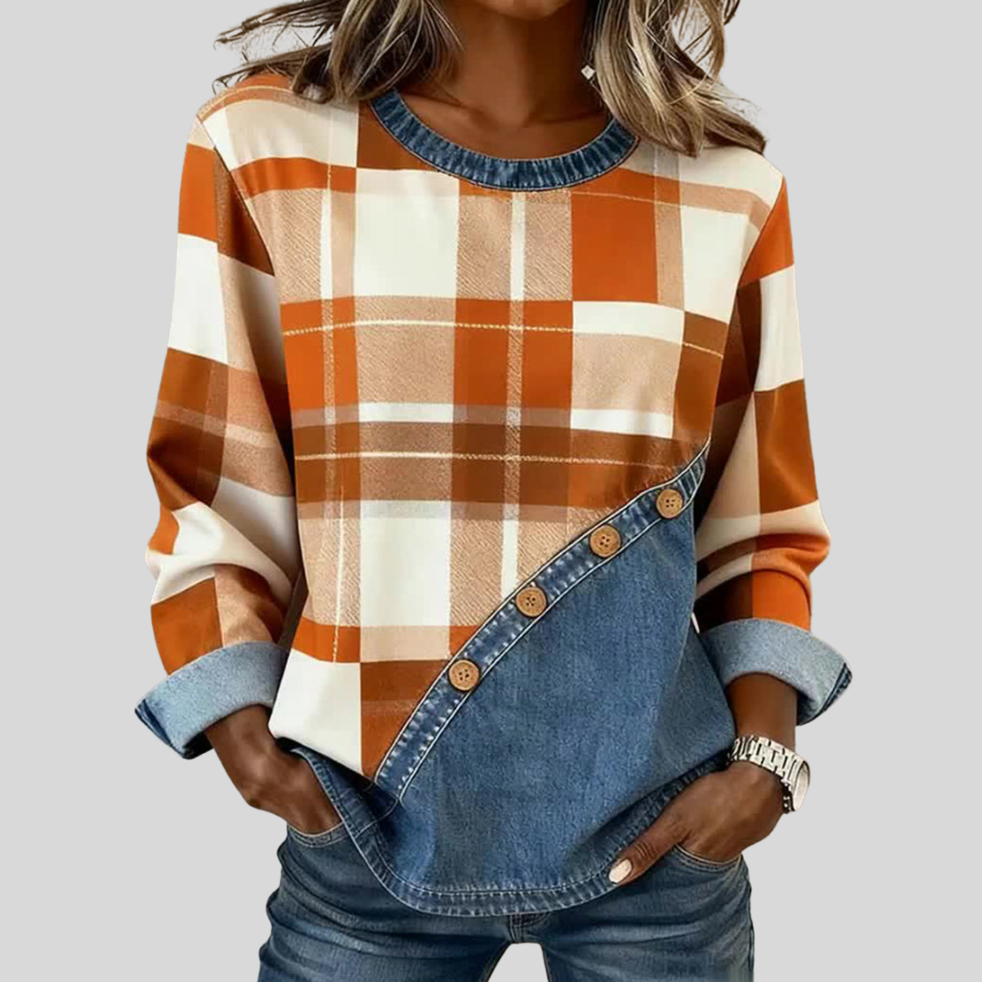 Charlene | Patchwork Long-Sleeve Top
