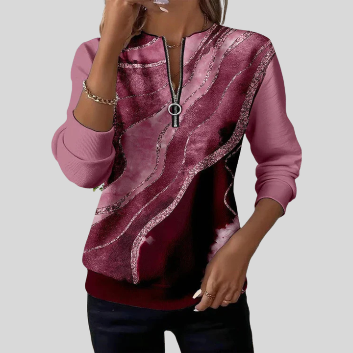 Verona | Artful Zip-Neck Sweatshirt
