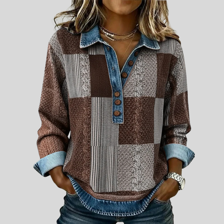 Hattie | Patchwork Collared Pullover