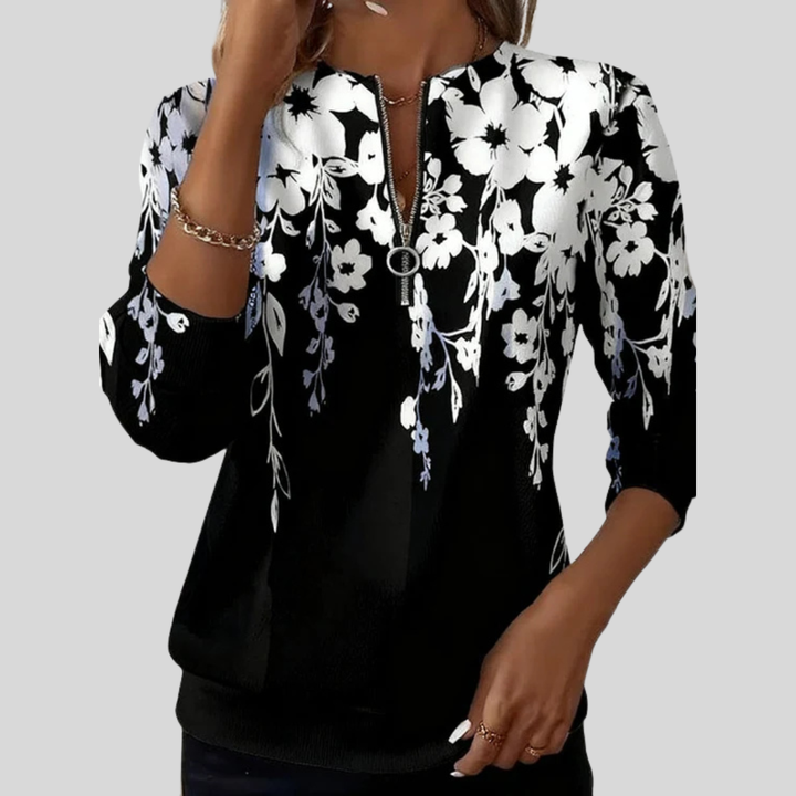Sheila | Floral Zip-Neck Sweatshirt