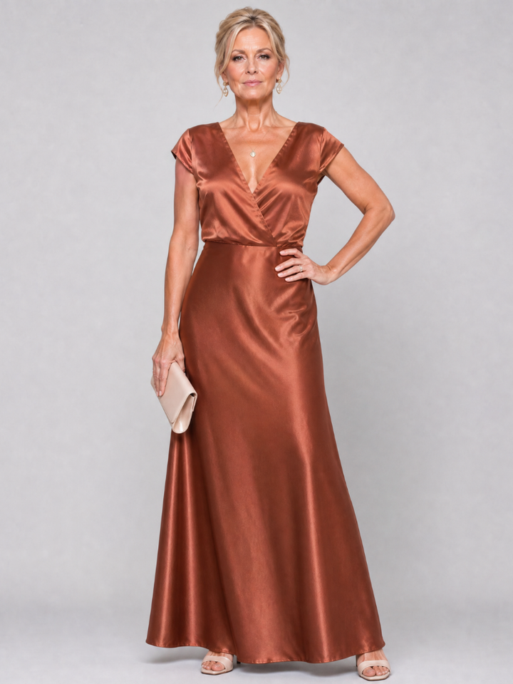 Samouse™ Cap Sleeve Wrap Bodice Maxi Dress
