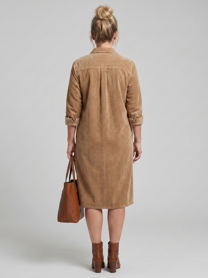 Pema | Long Sleeve Patch Pockets Midi Dress