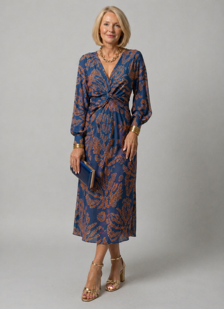 Dineke | Elegant Dress with Long Sleeves and Floral Print
