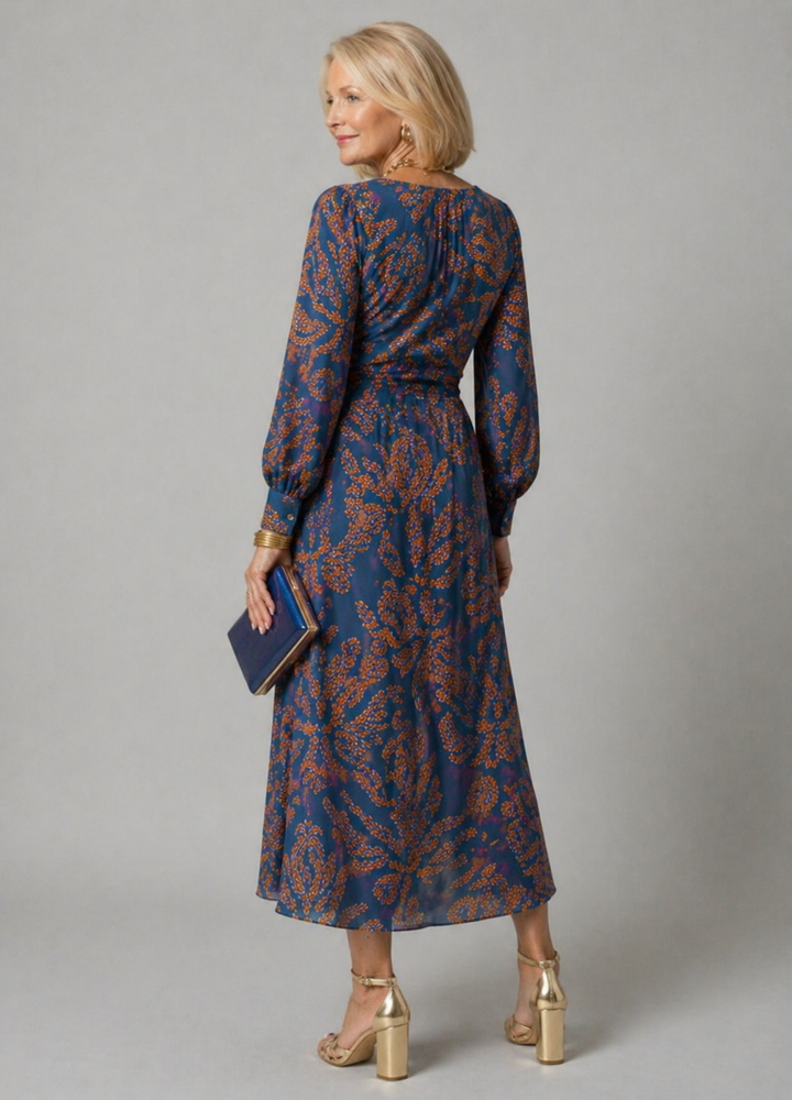 Dineke | Elegant Dress with Long Sleeves and Floral Print
