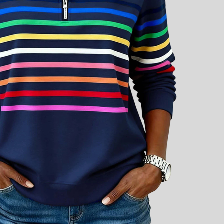 Corabelle | Striped Quarter-Zip Sweatshirt