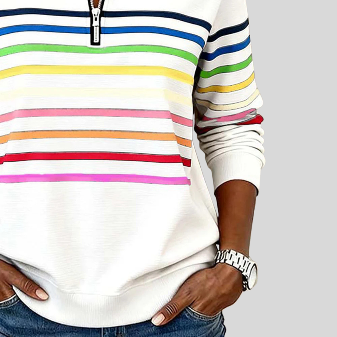 Corabelle | Striped Quarter-Zip Sweatshirt