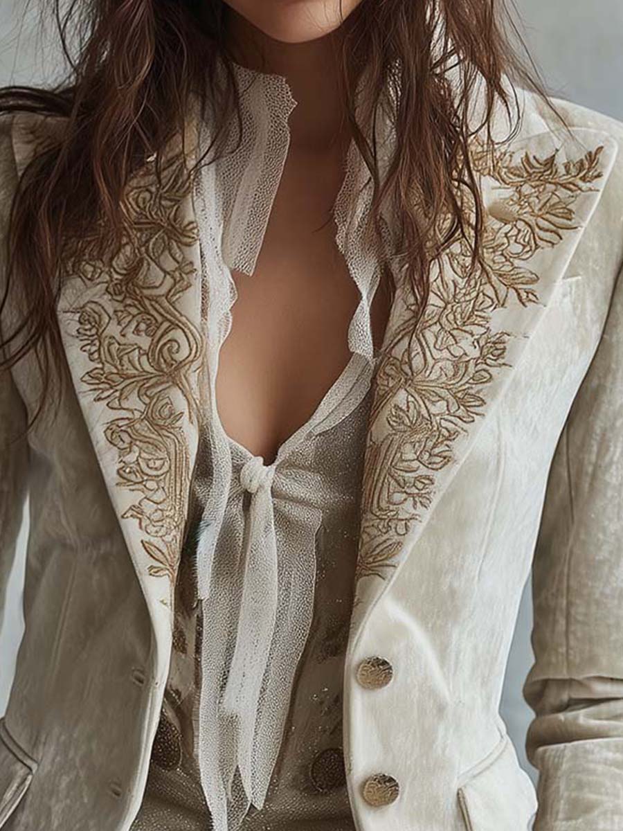 Women’s Ivory Embroidered Tailored Blazer