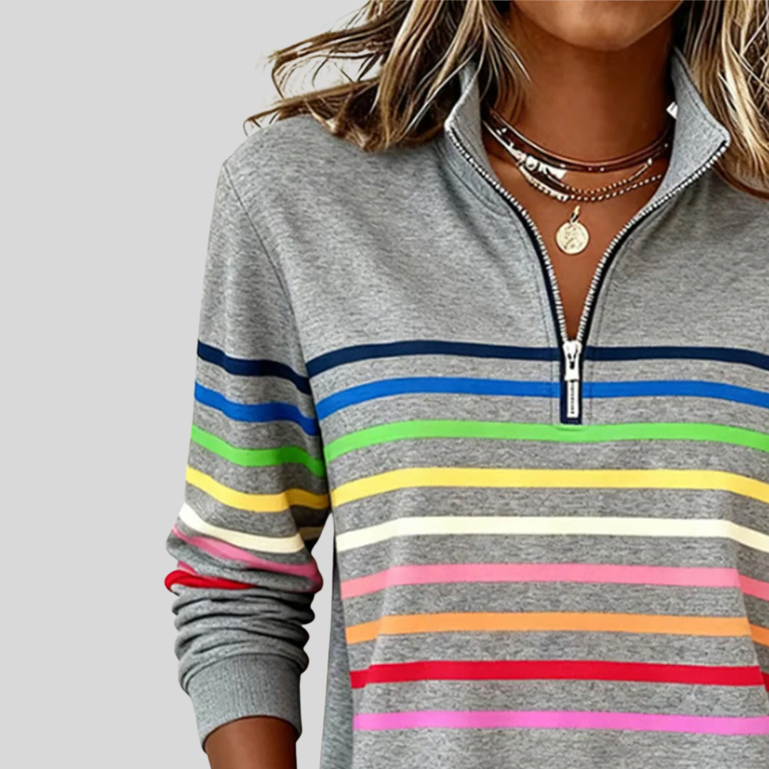 Corabelle | Striped Quarter-Zip Sweatshirt