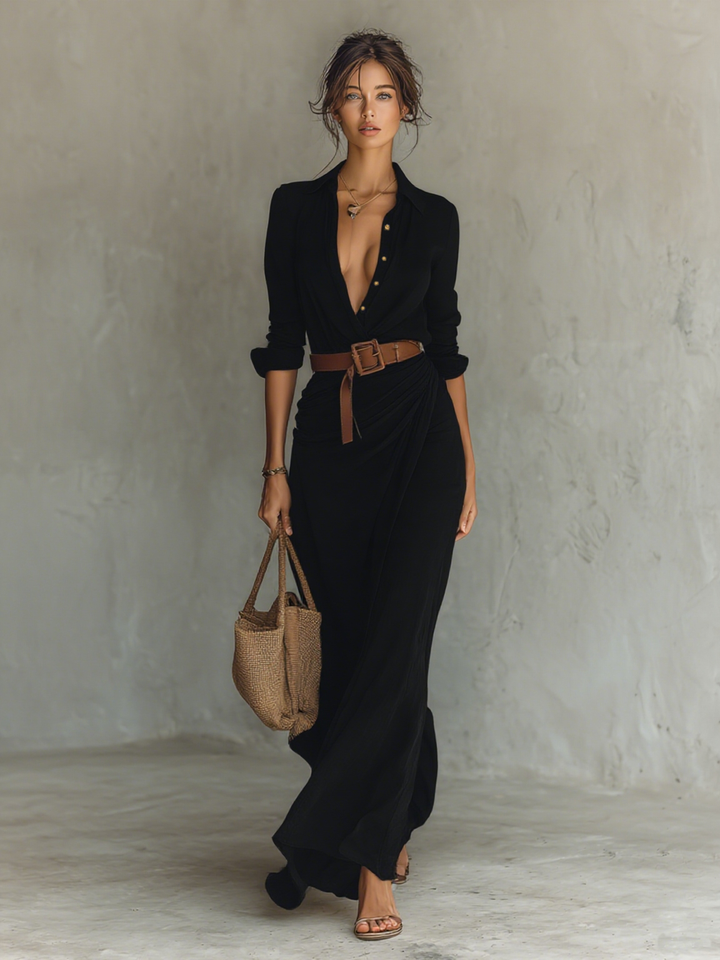 Philippine | Maxi Dress with Notched Collar