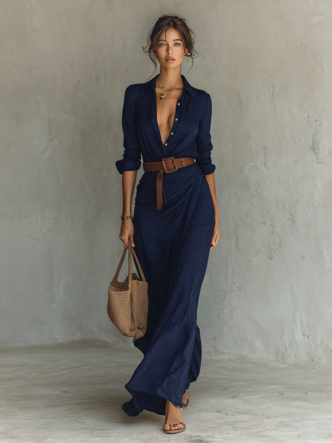 Philippine | Maxi Dress with Notched Collar