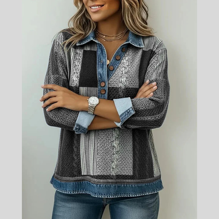 Hattie | Patchwork Collared Pullover