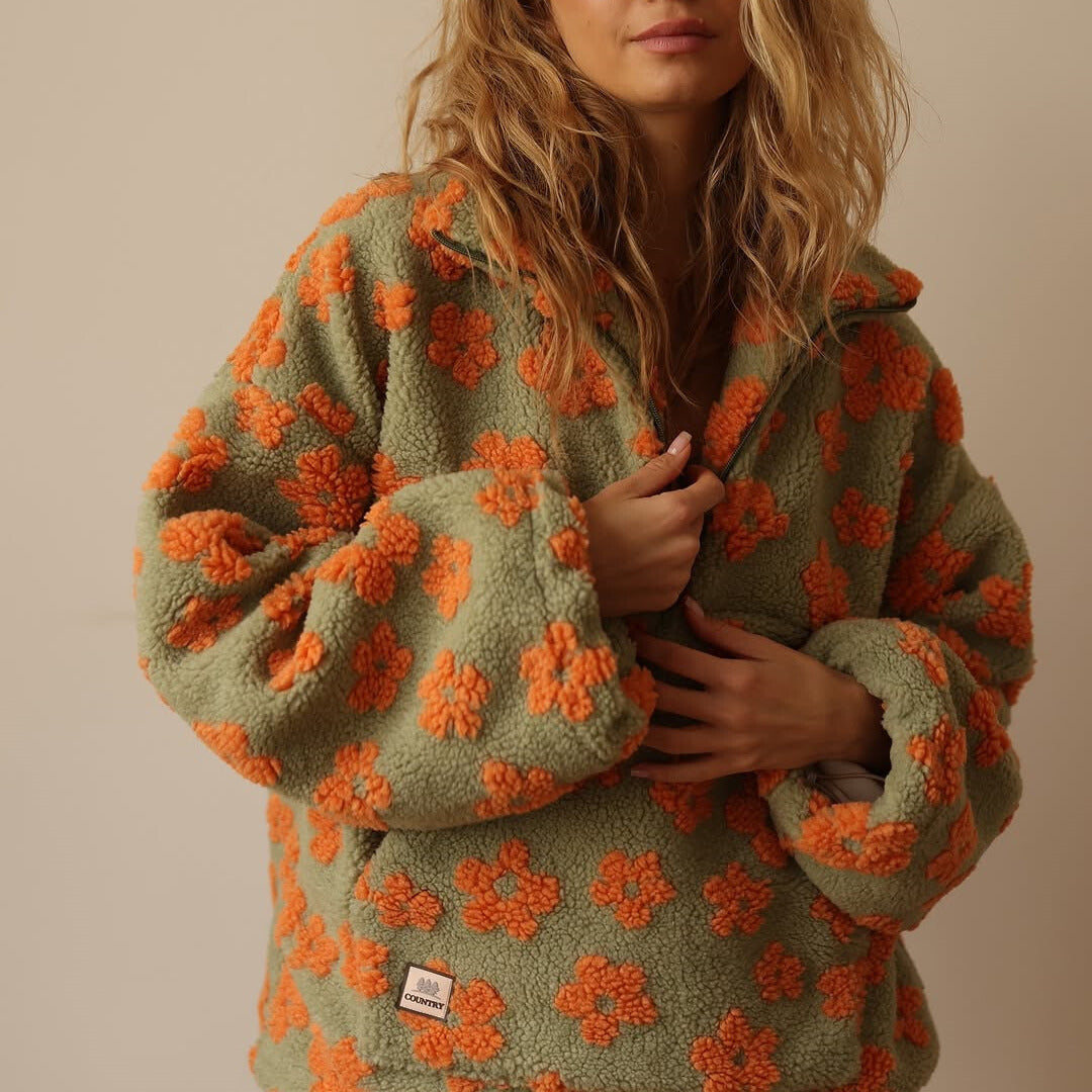Daisy™ | Floral Fleece Half-Zip Pullover
