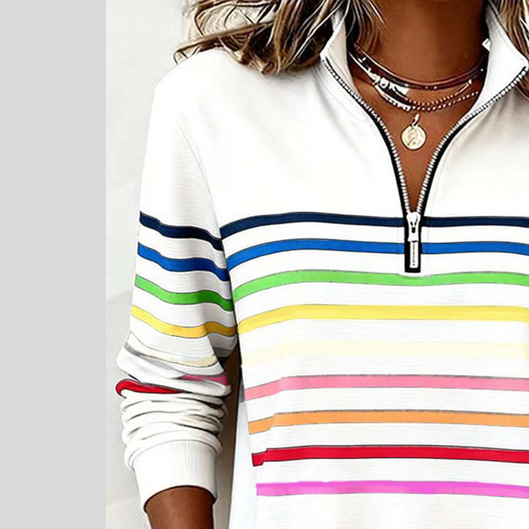 Corabelle | Striped Quarter-Zip Sweatshirt