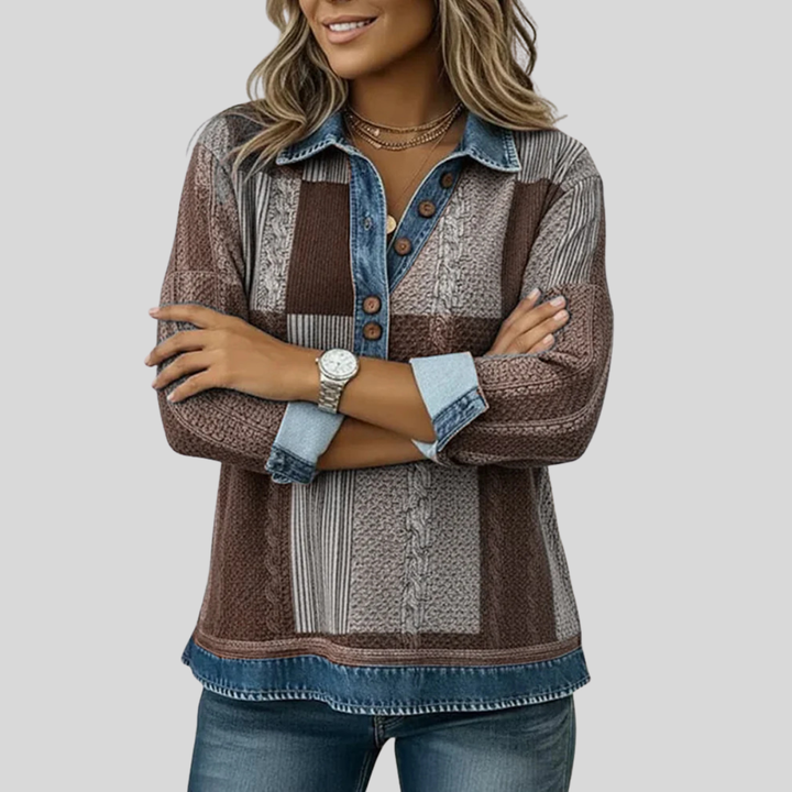 Hattie | Patchwork Collared Pullover