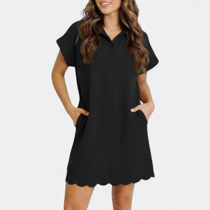 BRINELLE™ – Ruffled Polo Collar Pocket Dress