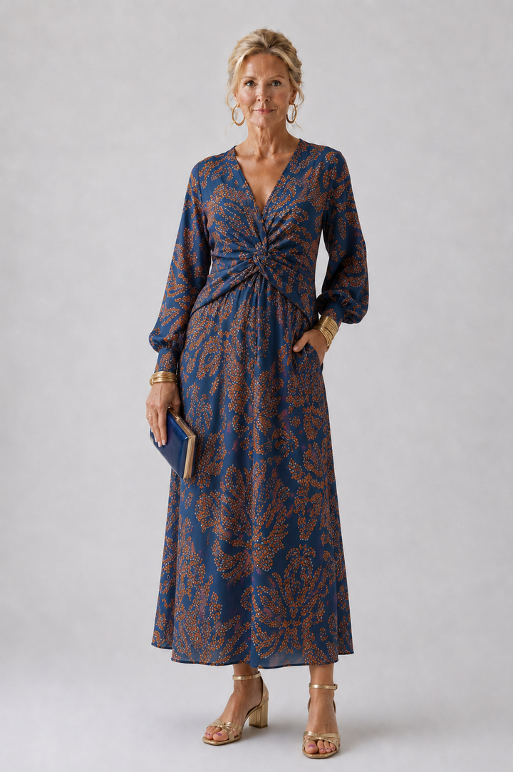 Dineke | Elegant Dress with Long Sleeves and Floral Print