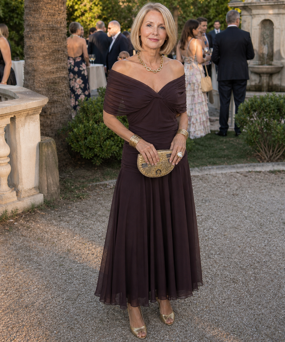 Calen | Off Shoulder Flow Midi Dress