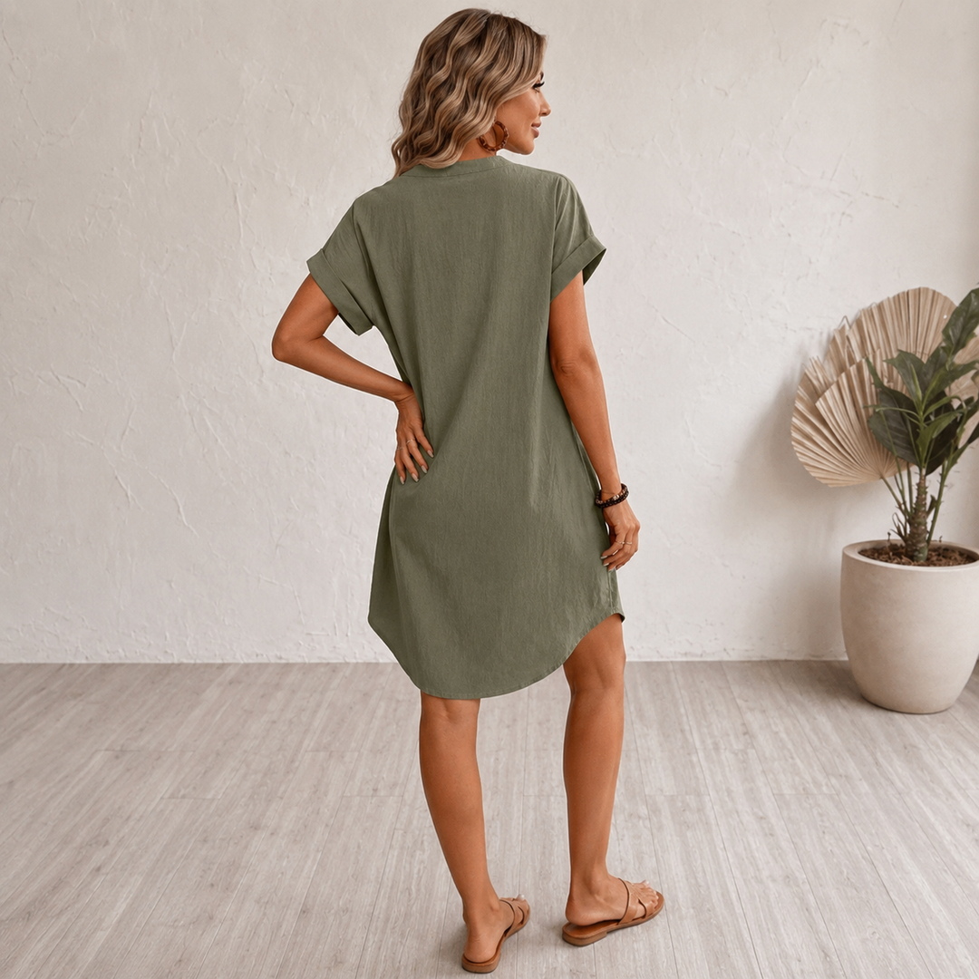 Tess™ | Elegant and Comfortable Linen Shirt Dress