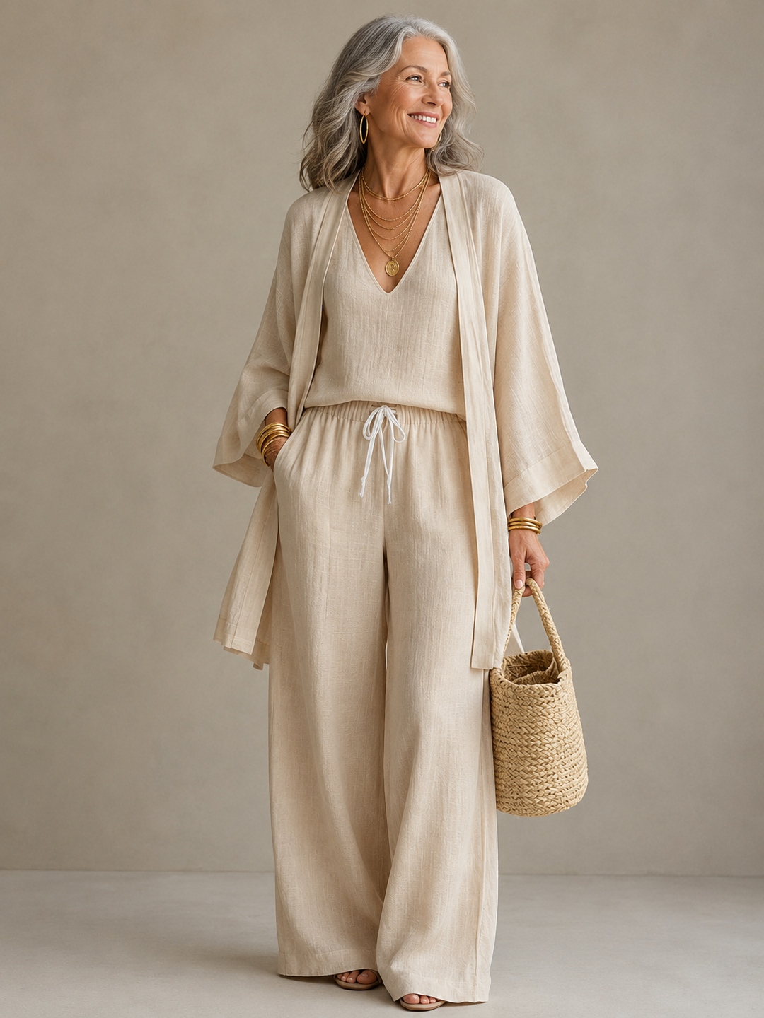 Elena - 3-Piece Linen Look Set