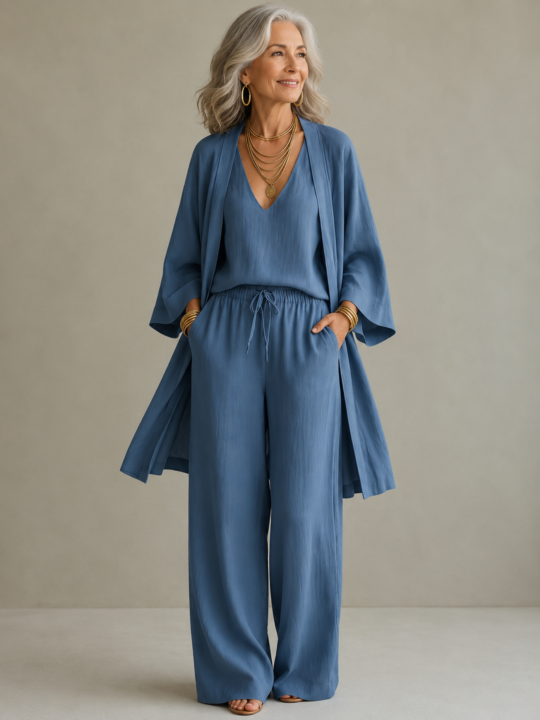 Elena - 3-Piece Linen Look Set