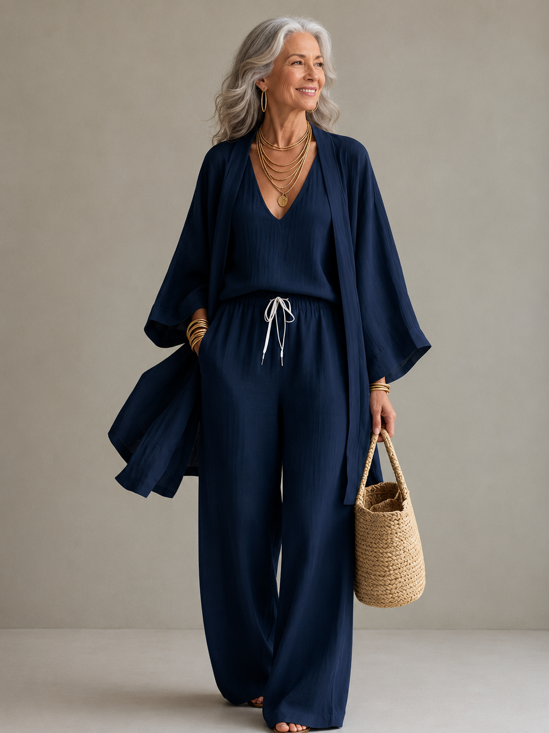 Elena - 3-Piece Linen Look Set