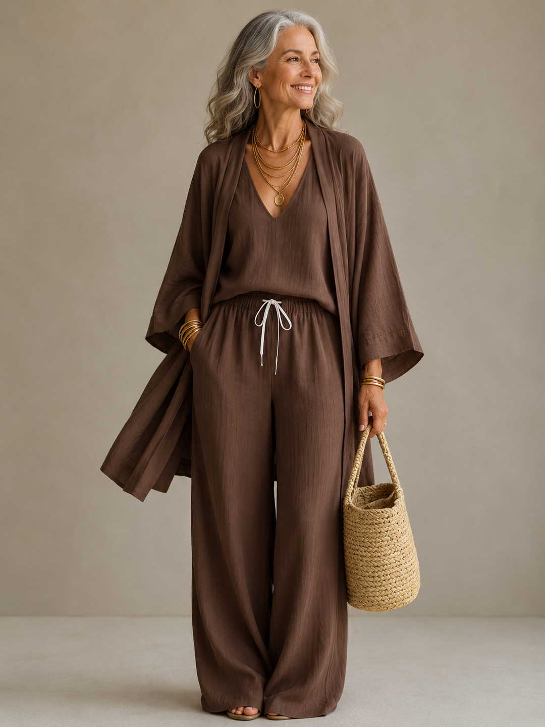 Elena - 3-Piece Linen Look Set