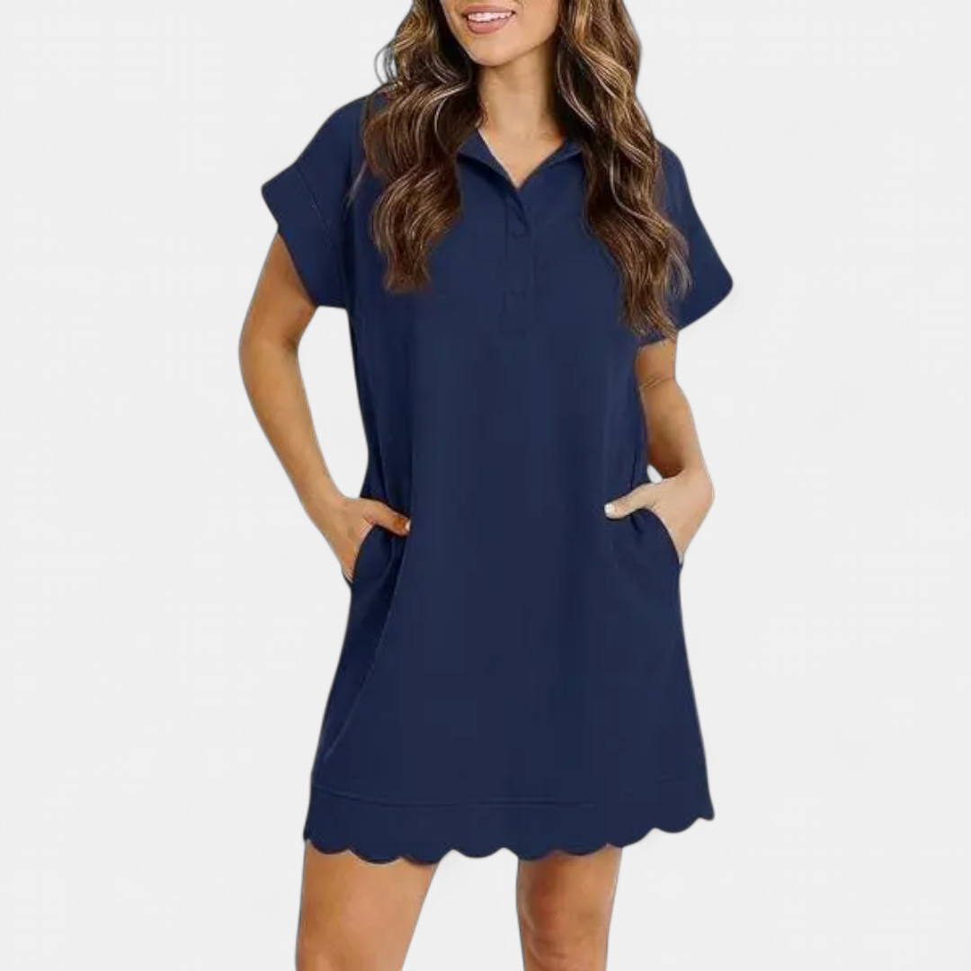 BRINELLE™ – Ruffled Polo Collar Pocket Dress