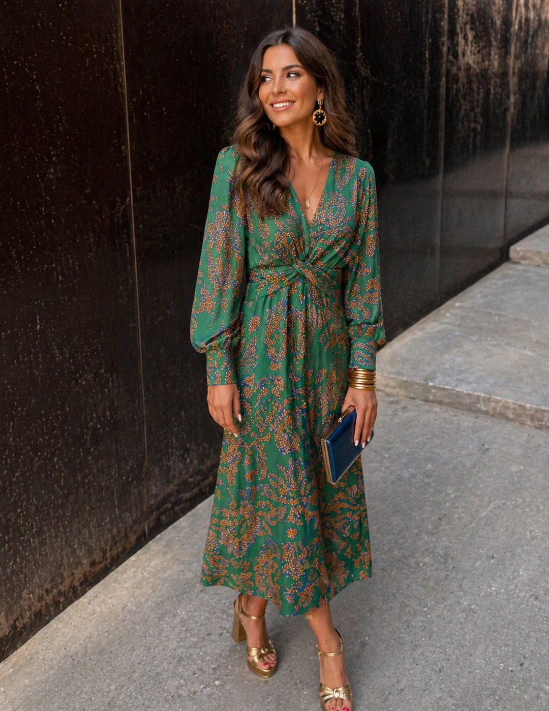 Dineke | Elegant Dress with Long Sleeves and Floral Print