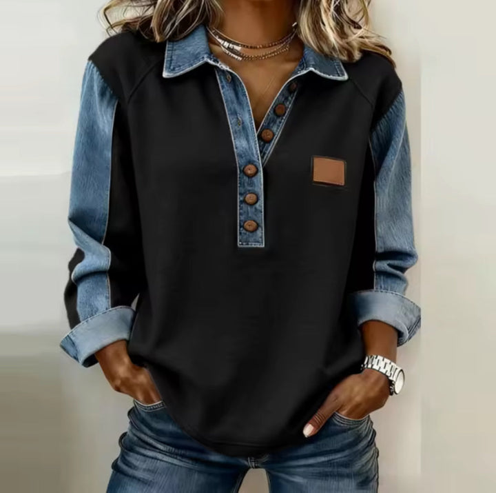 Elspeth | Two-Tone Collared Pullover