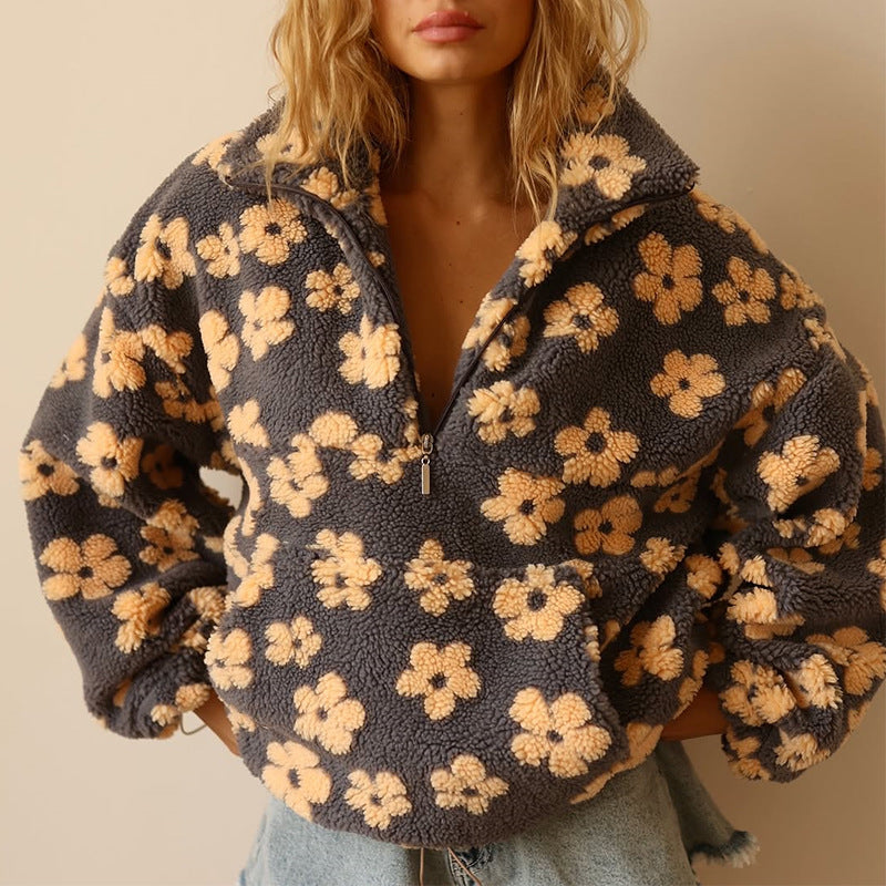 Daisy™ | Floral Fleece Half-Zip Pullover