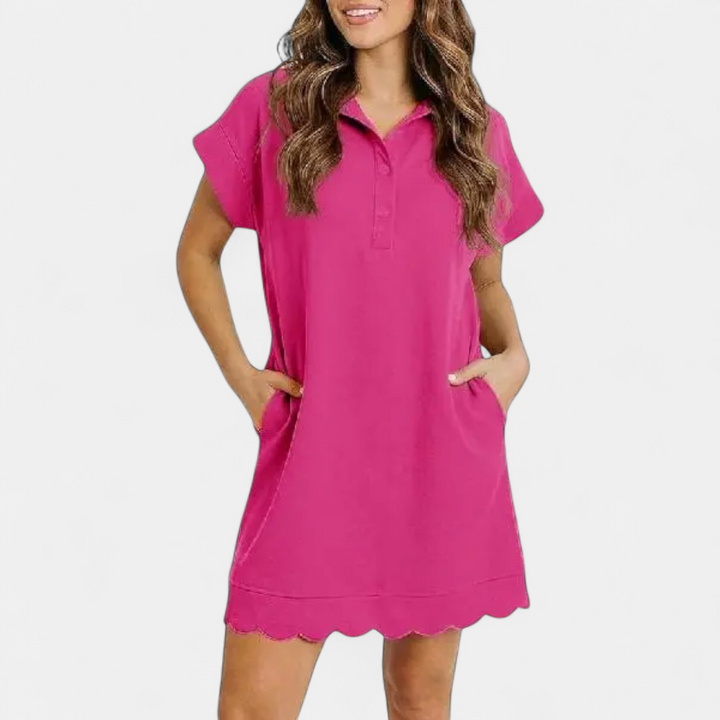 BRINELLE™ – Ruffled Polo Collar Pocket Dress