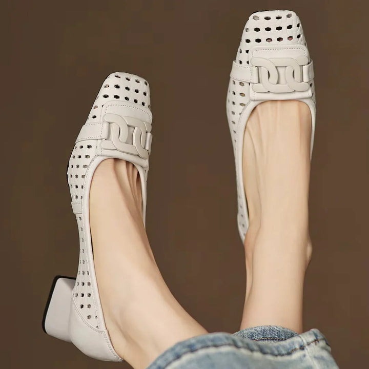 Claire | Perforated Leather Heels