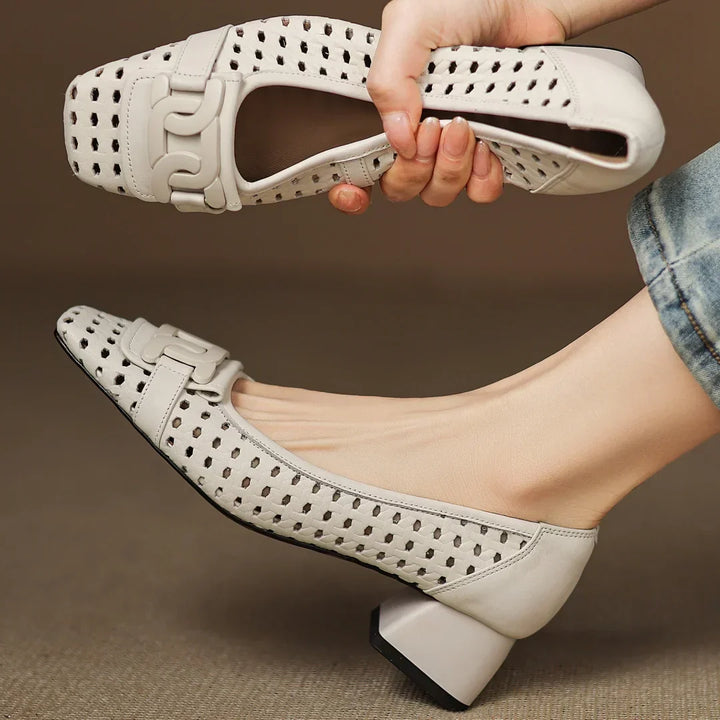 Claire | Perforated Leather Heels