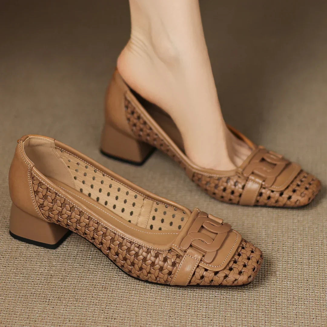Claire | Perforated Leather Heels