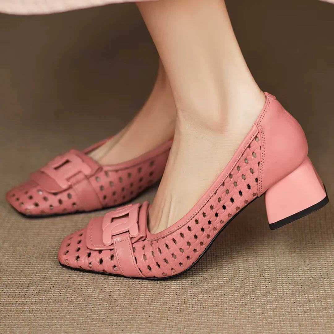 Claire | Perforated Leather Heels