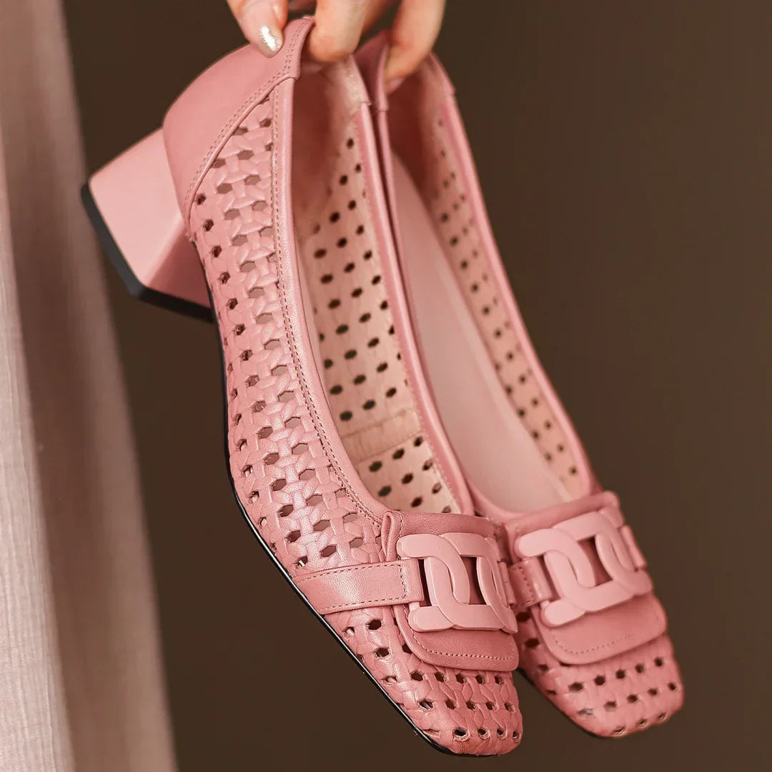 Claire | Perforated Leather Heels