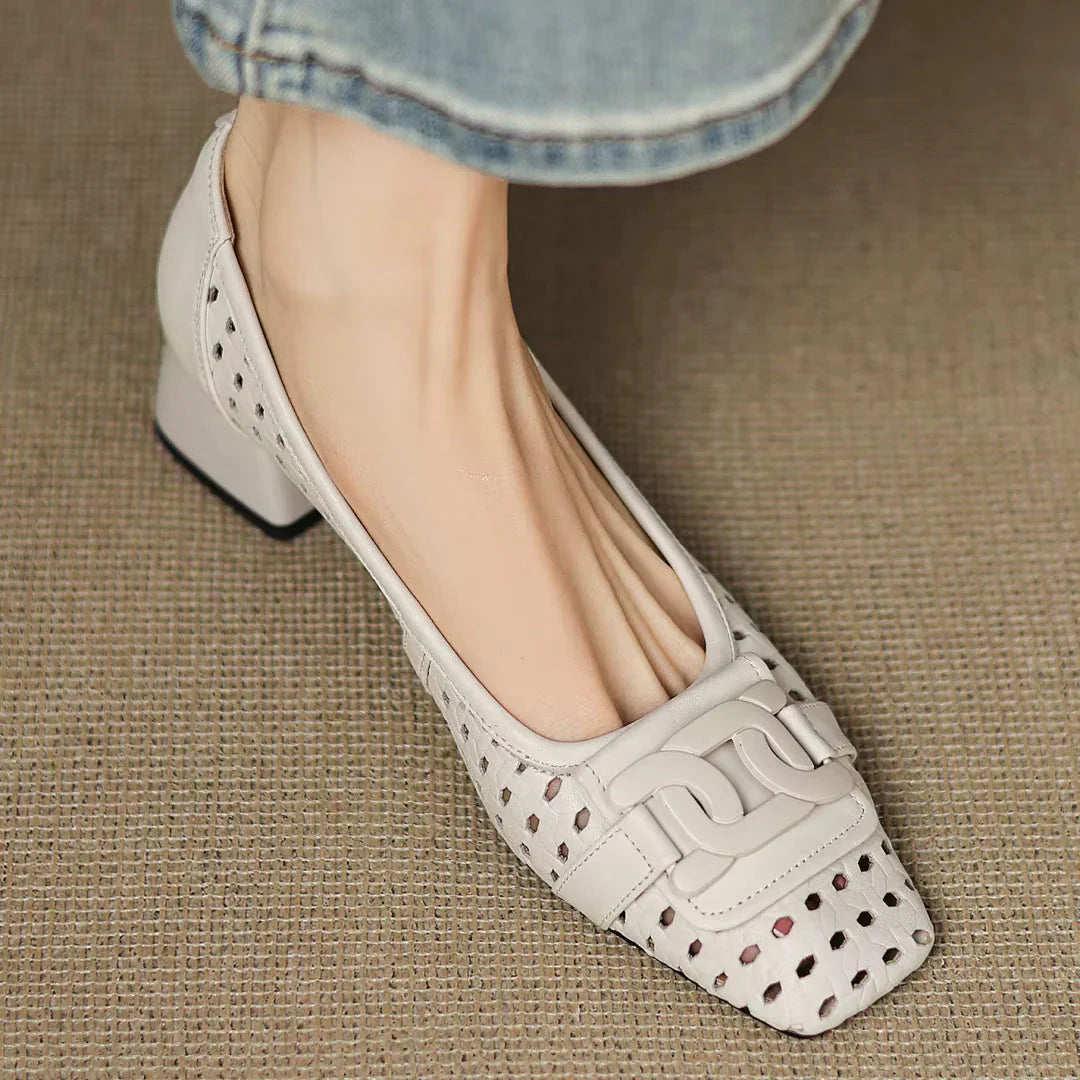 Claire | Perforated Leather Heels