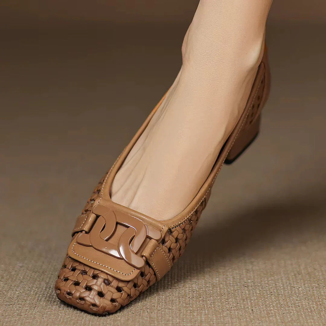 Claire | Perforated Leather Heels