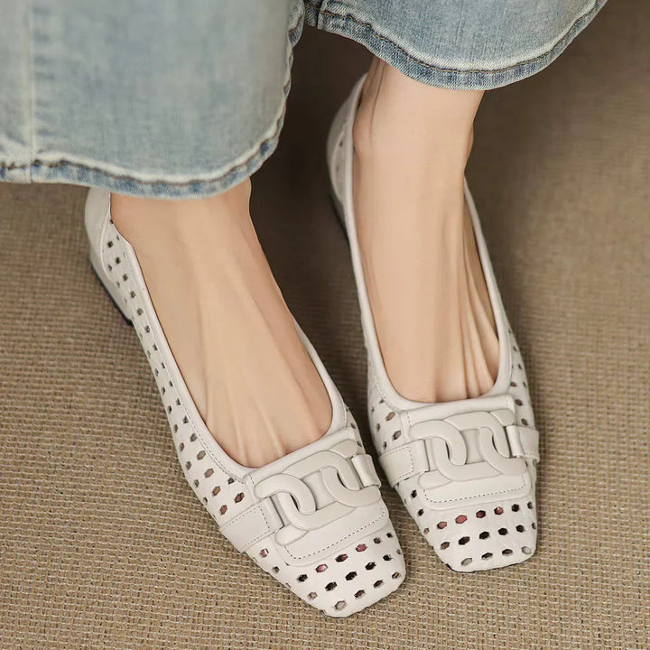Claire | Perforated Leather Heels