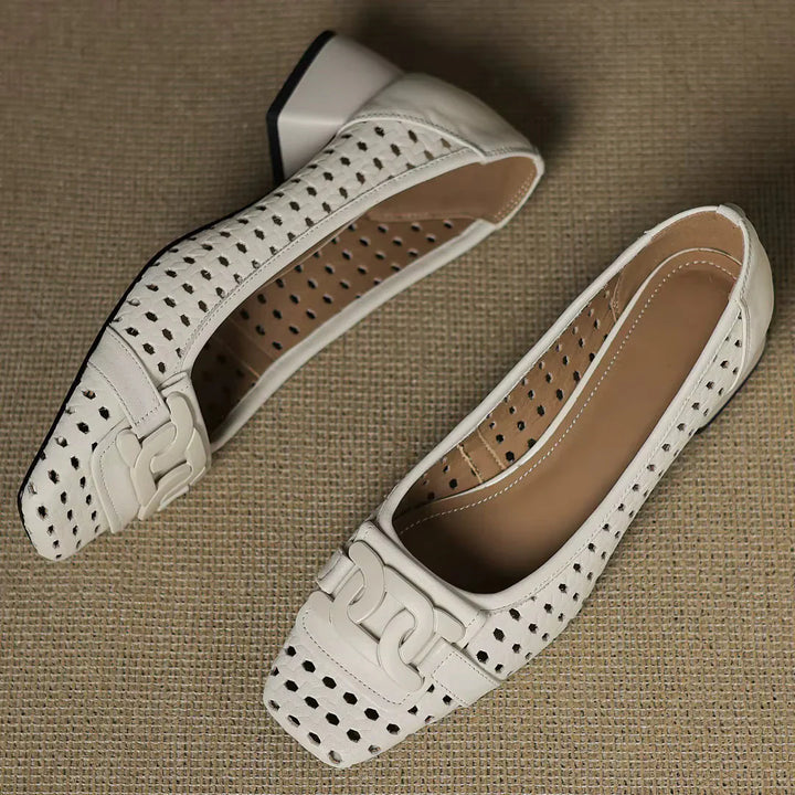 Claire | Perforated Leather Heels